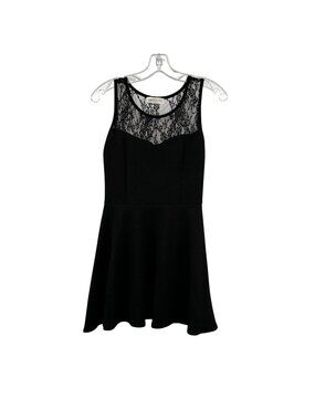 Love Crazy Women's Black Fit & Flare Dress Sleeveless Floral Lace Large